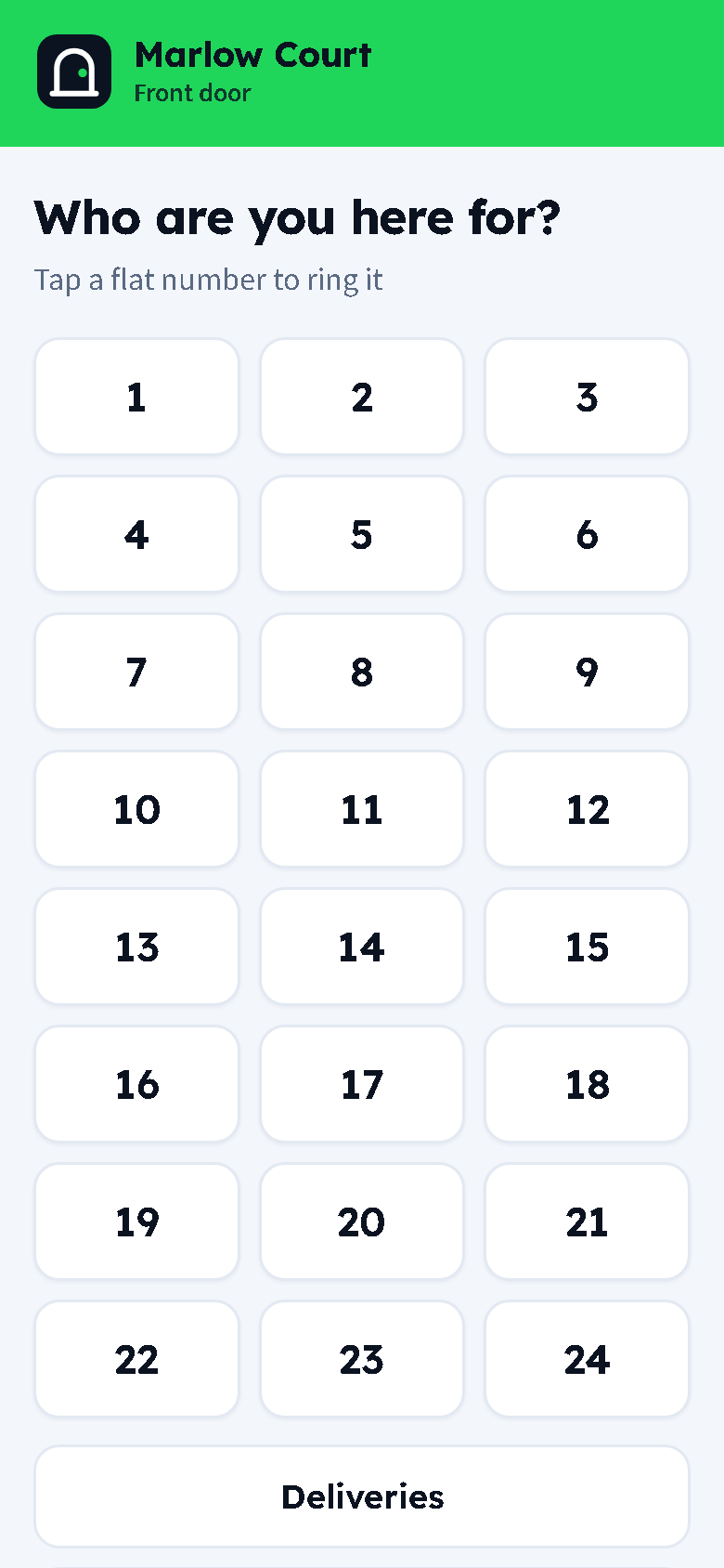 The bell grid on a phone