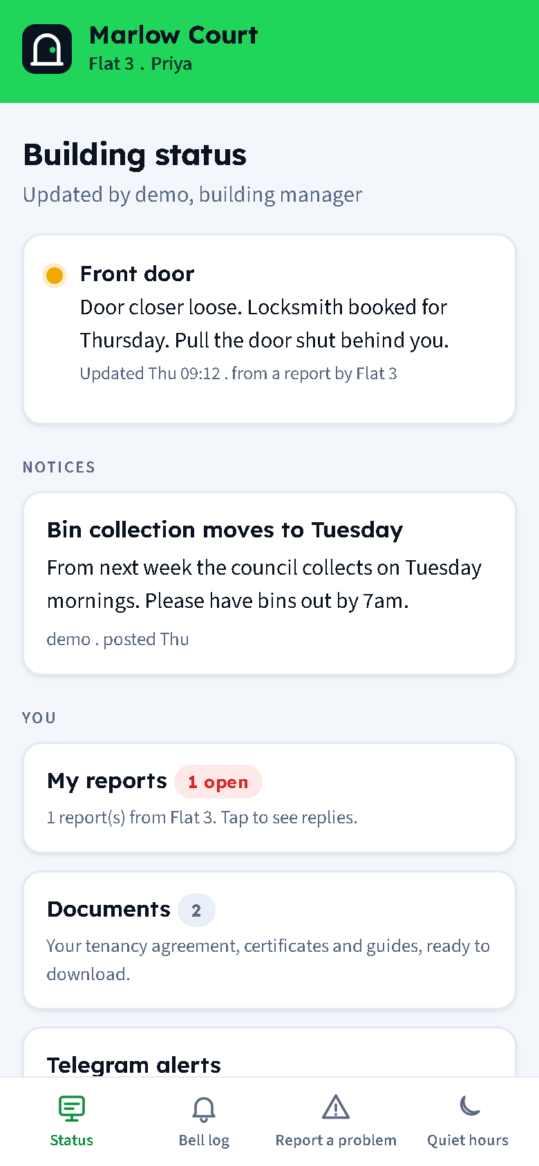 The building status hub