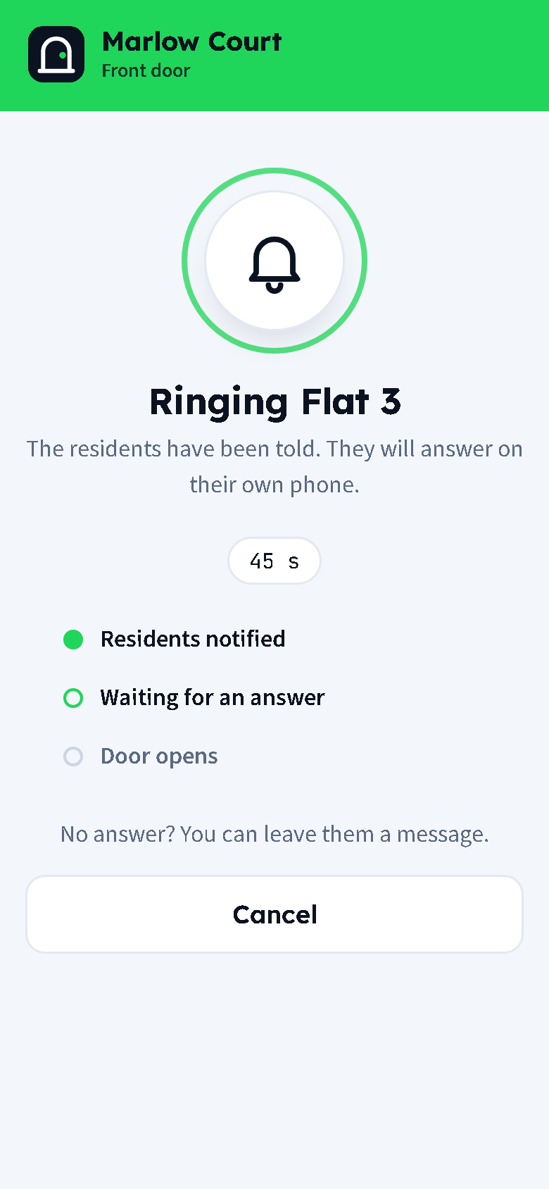 Ringing Flat 3 with a countdown
